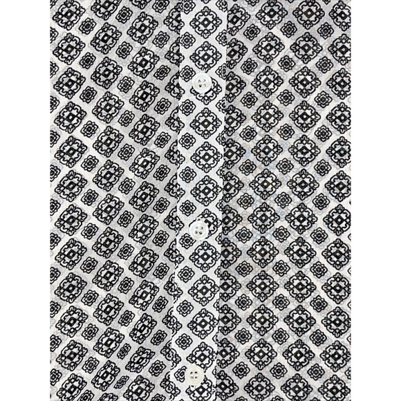 AB Studio Sheer Button Up Blouse Womens L Black and White Roll Tab Long Sleeve - Picture 5 of 6